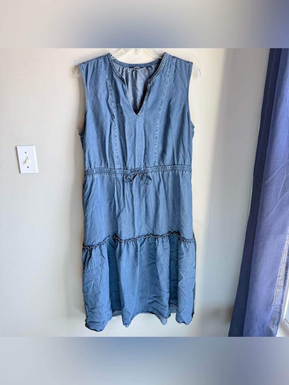Lands' End Denim Tencel Tiered Bottom Dress Women's Size XXL Blue